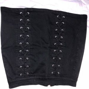 Black lace up skirt